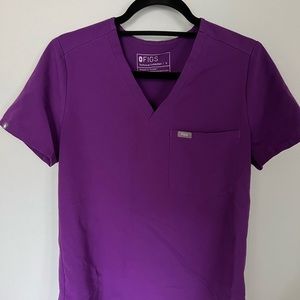 Vibrant purple FIGS one pocket catarina scrub top
